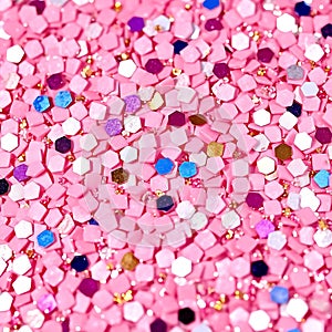 Multicolor Sparkling Glitter Texture Background in Pink Tone photo