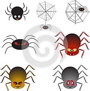 Multicolor Spiders and Spider Webs, Spider Vectors