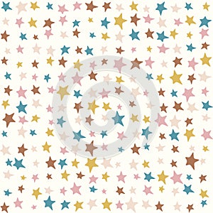 Multicolor stars kids pattern, random pastel colors - Cute kids background