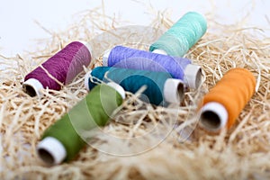 Multicolor thread on the rafi grass