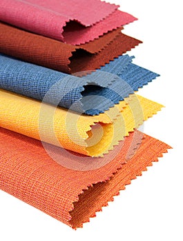 Multicolor tone of fabric sample on white