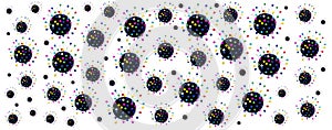 multicolor virus or bacteria on white background