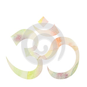 Watercolor decorative Om Aum Symbol photo