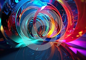 Multicolored abstract background in 3D design. AI generated illustration.