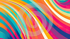 A multicolored abstract background with curved lines. Generative AI image.