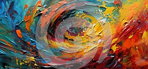 Multicolored Abstract Background Painted with Vibrant Brushstrokes