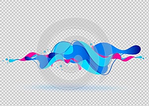 Multicolored abstract fluid sound wave,on transparent background.Vector illustration