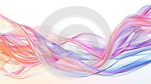 Multicolored abstract lines.Wave on a white background. Beautiful particle movement.Water. generative ai