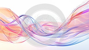 Multicolored abstract lines.Wave on a white background. Beautiful particle movement.Water. generative ai