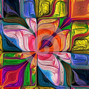 Multicolored Abstract Stylized flower. Modern art. You can use it for stained-glass window, tile, mosaic, ceramic, notebook covers