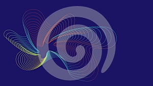 Multicolored abstract wave on blue background and texture