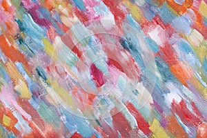 A multicolored abstraction. Strokes of the brush on canvas. Abstract art background. Original oil painting of a master.