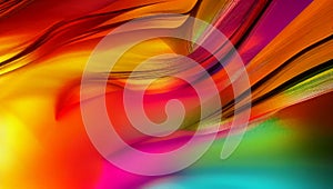 Multicolored abstraction with wavy lines. Colorful multicolored background of green, pink, red and yellow colors.