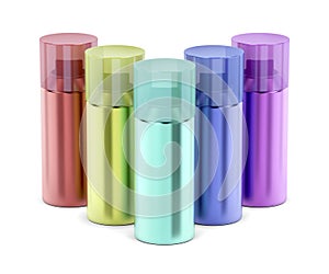 Multicolored aerosol spray cans
