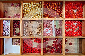 Multicolored assorted glass beads, Beautiful Glass beads close u