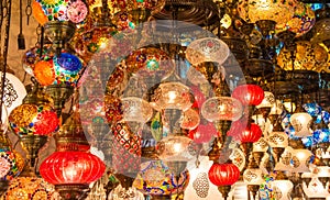 Multicolored authentic lamps Grand Bazaar in Istanbul