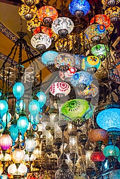 Multicolored authentic lamps Grand Bazaar in Istanbul