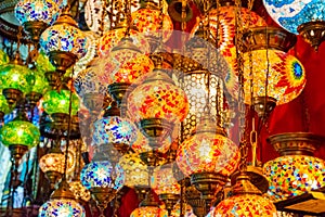 Multicolored authentic lamps Grand Bazaar in Istanbul