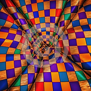 A multicolored background with a checkered pattern. Generative AI image.