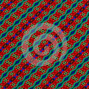 Multicolored background with symmetrical patterns.