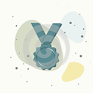 On multicolored background. Vector icon medal. Medal of Courage, Congratulation, First Place