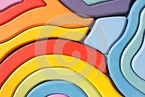 Multicolored background of wooden details