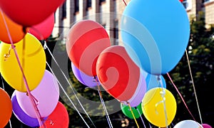 Multicolored balloons in the city festival
