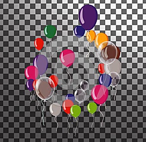 Multicolored balloons isolated on transparent background. Vector illustration. Eps 10