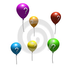 Multicolored balloons with question-mark