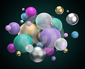 Multicolored balls on a dark background