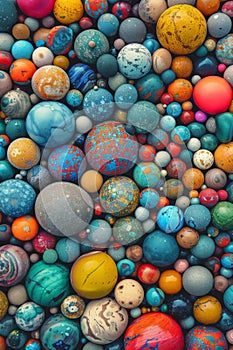 Multicolored Balls Piled Together