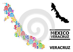Vector Collage Map of Veracruz State of Bank and Business Icons photo