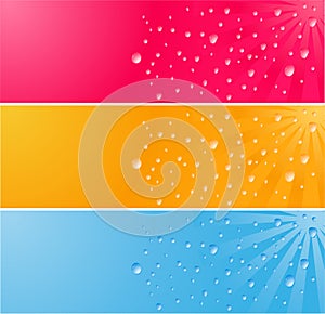 Multicolored banner with waterdrops