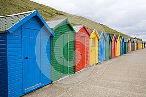 Multicolored beach huts