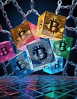 Multicolored Bitcoin Network AI Generative