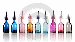 Multicolored Bottle Watering Spikes In Spiky Mounds Style photo