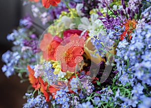 Multicolored bouquet of spring flowers