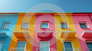 Multicolored Building With Balconies and Terraces