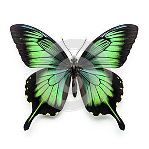 Multicolored butterfly for design. isolated on white background. Black green butterfly