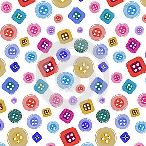 Multicolored buttons in a pattern.