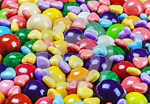 Multicolored candy and chewing gum background
