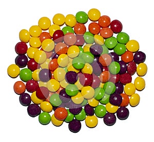 Multicolored candy drops in glaze.Chewing candy background.