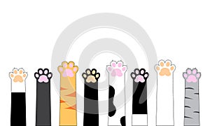 Multicolored cat paws. Flat design. Cute cat paws wallpaper