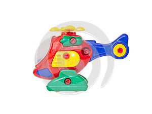 Multicolored children s helicopter on a white background, isolate, transportation