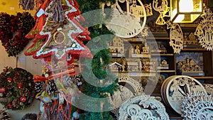 Multicolored Christmas decorations in Bozen christkindlmarkt photo