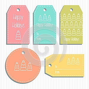 Multicolored christmas gift tags. Ready to use. Christmas greeting. Vector