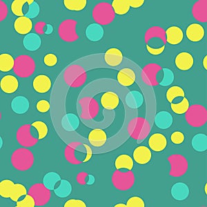 Multicolored circles on a light background. Seamless endless pattern a pattern of whole and cropped circles in yellow