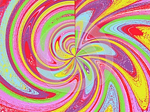 Multicolored circular brush strokes form a colorful, ameboid  background