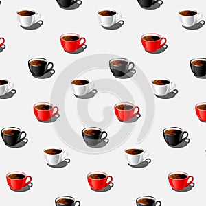 Multicolored coffee cups form a stylish pattern.