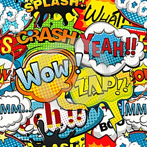 Multicolored comics speech bubbles seamless pattern